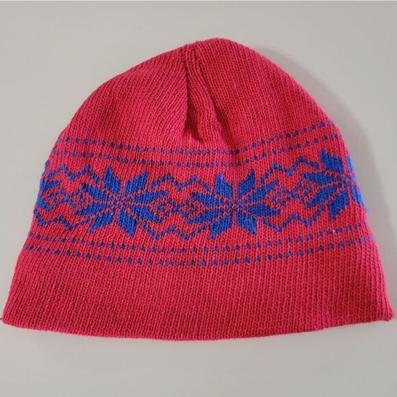 Red Fleece Lined Snowflake Beanie - Picture 1 of 5